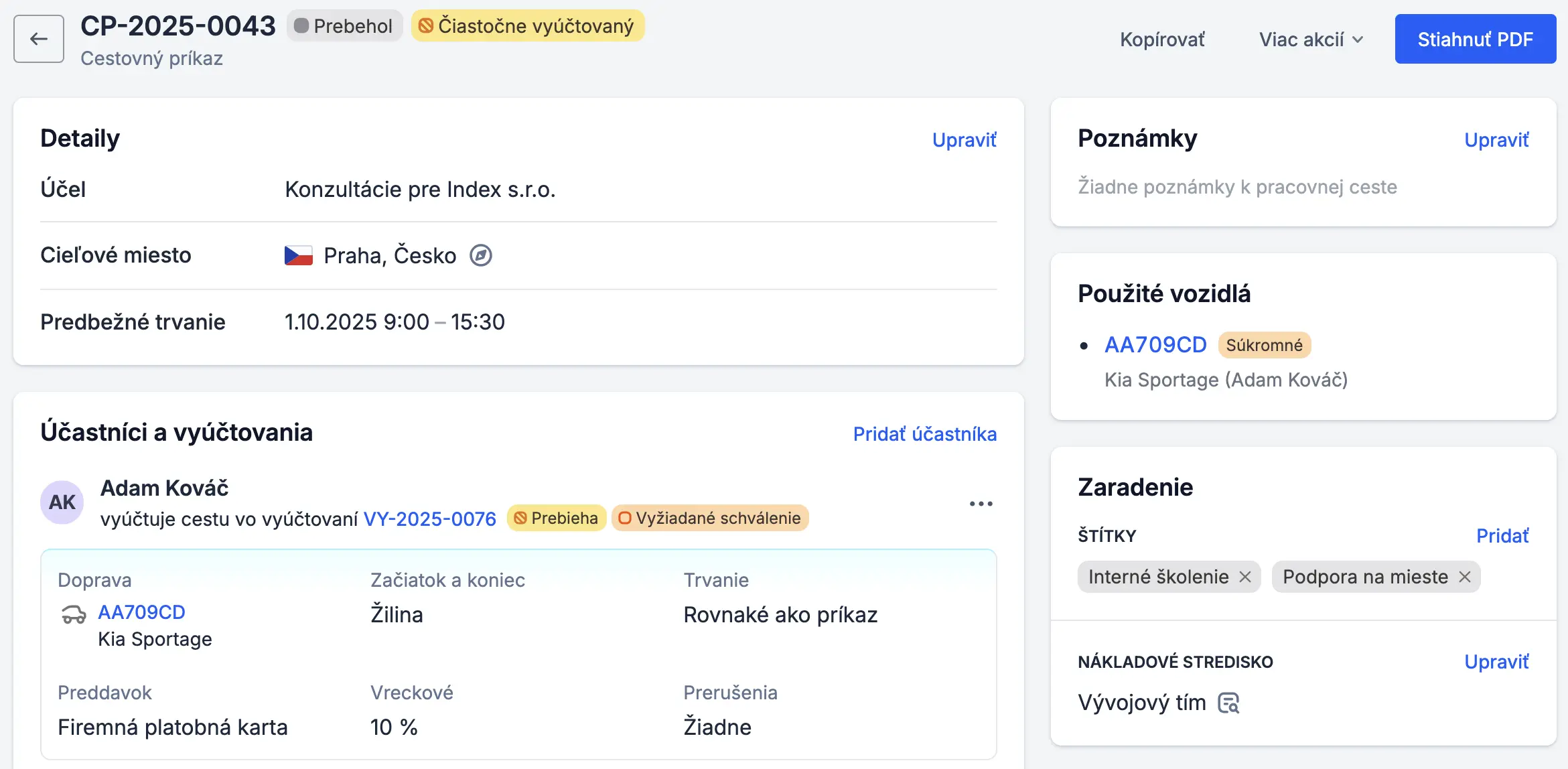 Prehľad cestovného príkazu